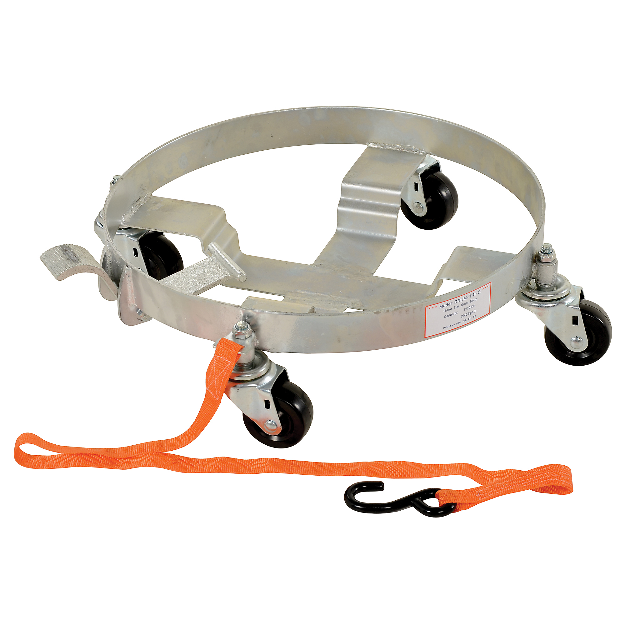 Vestil Steel Tilting Drum Dolly Three Tier 21-1/2 In. x 21-1/2 In. x 5-7/8 In. 1200 Lb. Capacity Silver